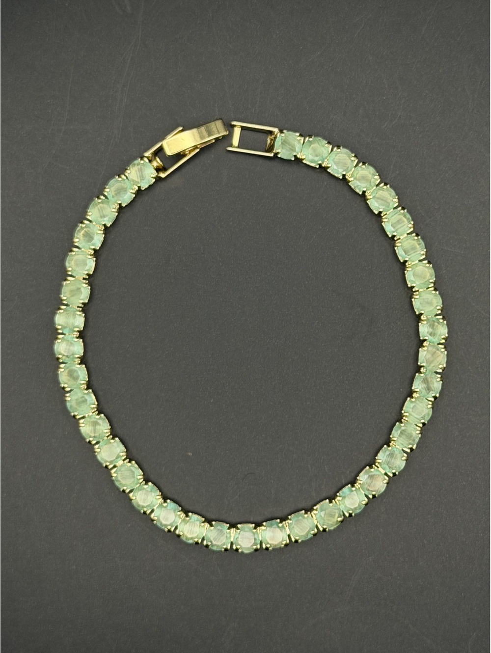 candy+clover milky mint jelly crystal gold tone tennis bracelet